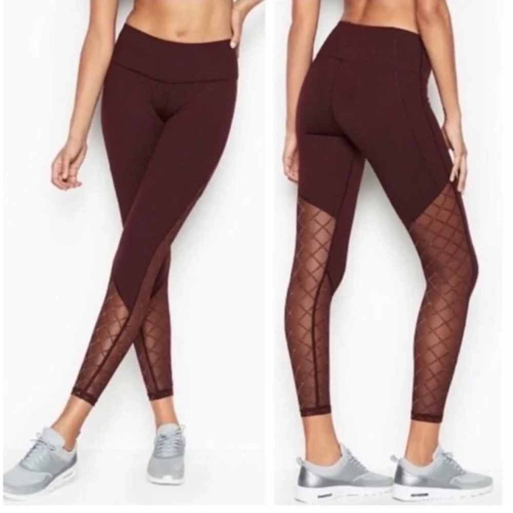NWOT VICTORIA SECRET‎ SPORT S Knockout Tight in maroon w gold mesh highlights